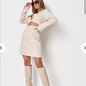 Missguided Tall Cream Linen Mix Cut Out Dress